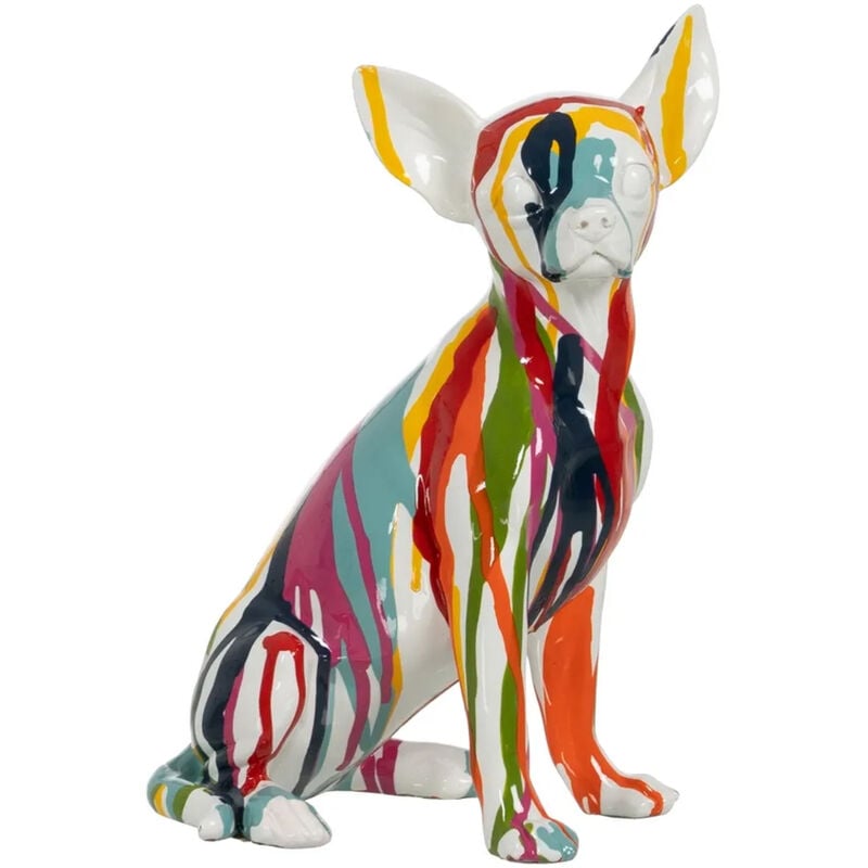 Chihuahua en résine multicolore 26 cm