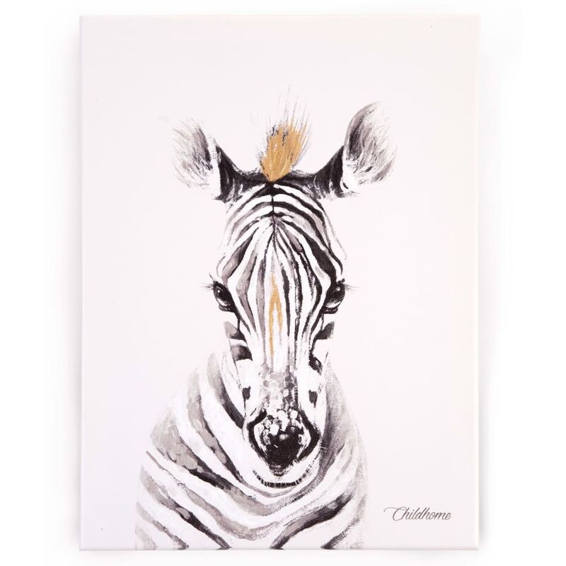 Oil Painting 30x40cm Zebra - White - Childhome