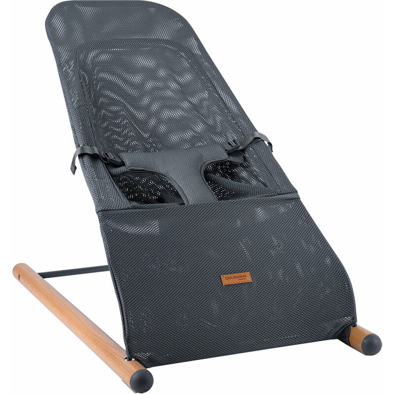 Chaise à bascule pour bébé, balançoire pour bébé, filet en maille anthracite, max. 9 kg, acier hêtre, LxLxH 46x74x56 cm