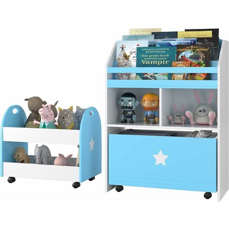 HOMCOM Kids Bookshelf Chest w/Drawer Cubes Baby Toy Wood Organizer Display Stand Storage Cabinet 82x30x126cm White 