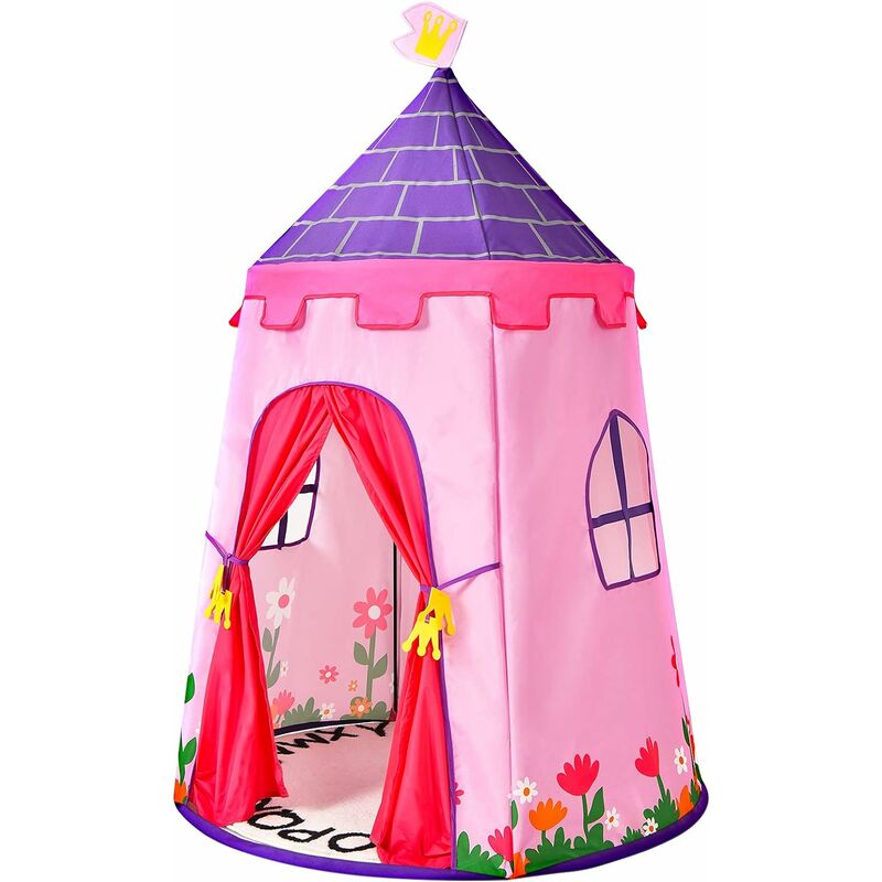 Play Tent, Kids Playhouse Prince Princess Castle Tents with Carrying Bag, Yurt Style Children Indoor Outdoor Tent for Boys Girls, 105 x 158cm (Pink)