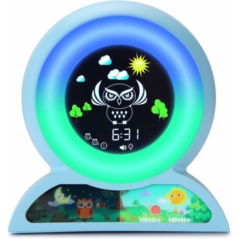 Children's Alarm Clock Educational Owl Light Night Light Brightness 5 Colors Adjustable Alarm Clocks for Boys Girls Birthday