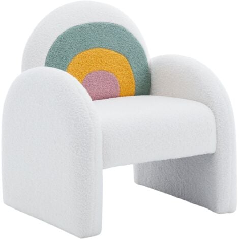 Children's Armchair Upholstered Modern Thick Padded Single Sofa Chair Comfortable Toddler Chair for Kids Bedroom, White, Wahson