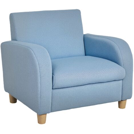 Children's Armchairs Toddler Chair Wood Frame Anti-Slip Legs High Back Bedroom Playroom Furniture Blue