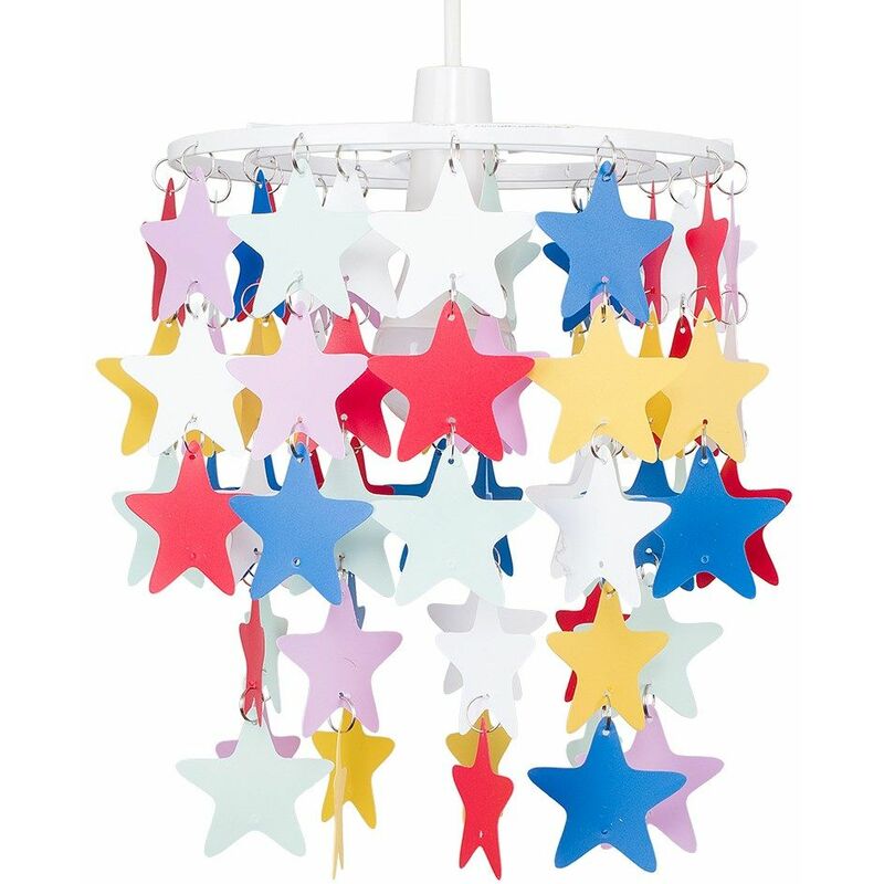 Minisun - Children'S Bedroom / Multi Coloured Stars Ceiling Pendant Light Shade