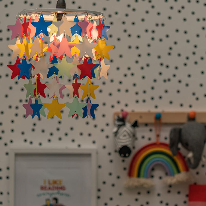 Children S Bedroom Nursery Multi Coloured Stars Ceiling Pendant Light Shade