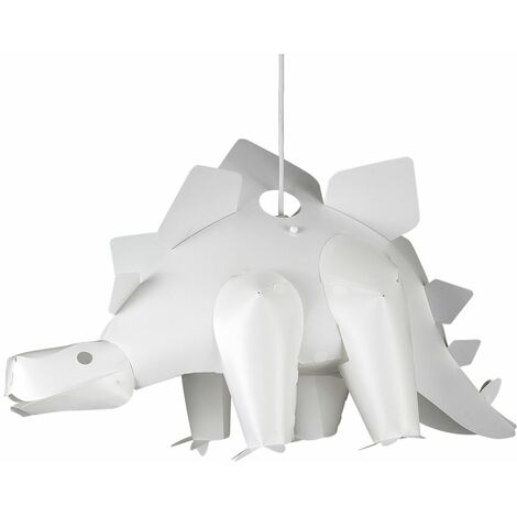 main image of "Children'S Bedroom White Stegosaurus Dinosaur Jurassic Pendant Shade - No Bulb"