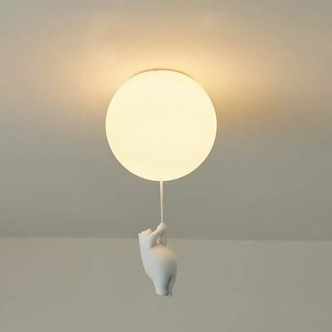 Childrens Ceiling Light White Acrylic Lampshade,Creative Polar Bear Ceiling Light Modern Cartoon Decor Lamp Fixture Indoor Lighting for Boy Girl Bedroom Living Room Kindergarten,13cm（No Bulb） - B
