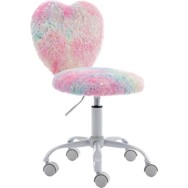 Wahson Office Chairs - Children' s Desk Chair in Soft Faux Fur Task Chair Swivel Computer Chair Height Adjustable for Study Reading, Colorful