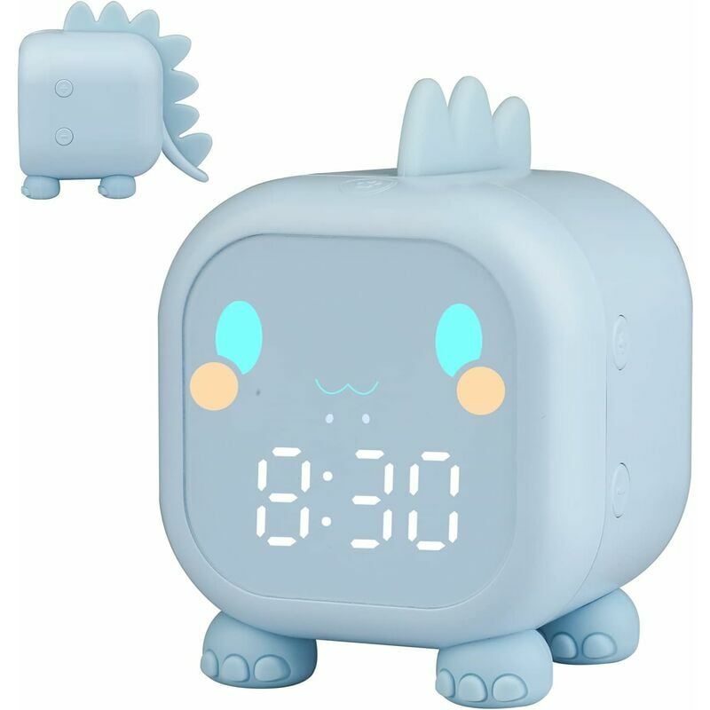 Hoopzi - Children's digital alarm clock, dinosaur with night light, alarm clock, snooze timer, temperature, children's sleep trainer, children's