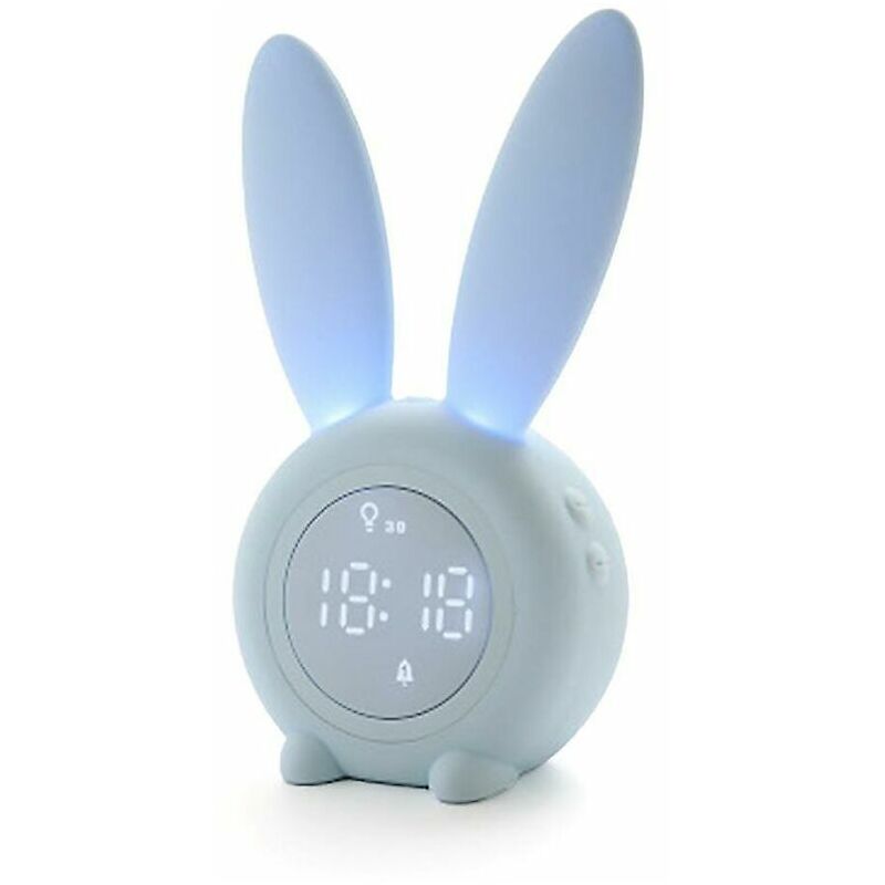 Image of Alwaysh - Children's Digital Alarm Clock Rabbit Night Light Multi-Function Clocks (Blue)-