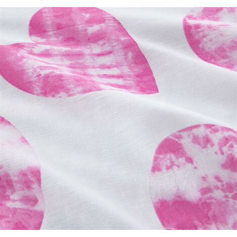 Children's Double Duvet Cover Set Girl's Bedding Bed Set Tie-Dye Hearts Pink