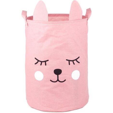 Children's Foldable Laundry Basket - Toy Storage Box - Clothes Organizer - Round Cotton Basket with Handles 40x33x33 cm