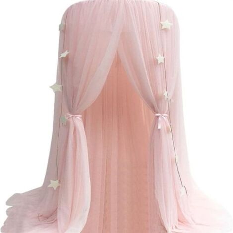 Children's hanging tent with canopy bed, dome-shaped mosquito net and play tent (pink)