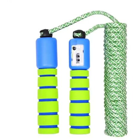 Children's jump rope with counter, adjustable jump speed, suitable for boys and girls' fitness exercise (green).