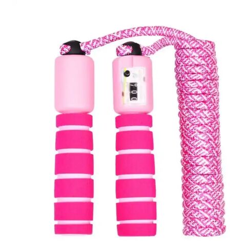 Children's jump rope with counter, adjustable jump speed, suitable for boys and girls' fitness exercise (pink).