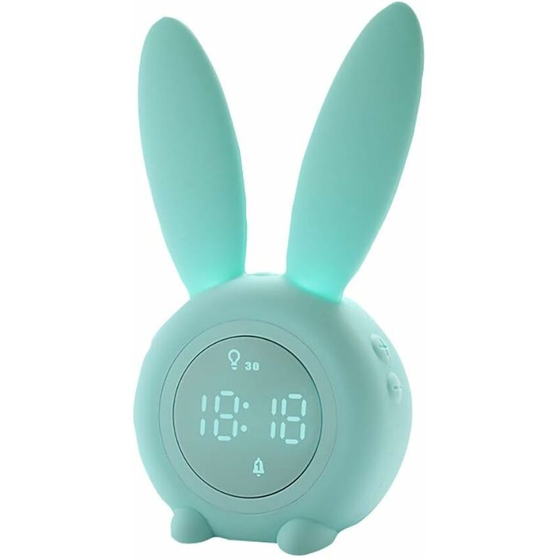 Children's night light bunny rabbit lamp bedside table night lamp with alarm function LED voice activated children girls light alarm clock wake up