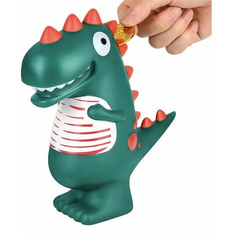 Children's Piggy Bank Original Dinosaur Money Box for Girl and Boy Decorative Design for Bedroom, Baby Piggy Bank Gift for Giving (Green)