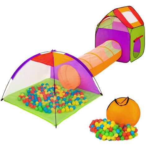 Children's Play Tent - with tunnel, igloo, 200 balls and removable roof - kids pop up tent, kids tent, pop up play tent - colourful