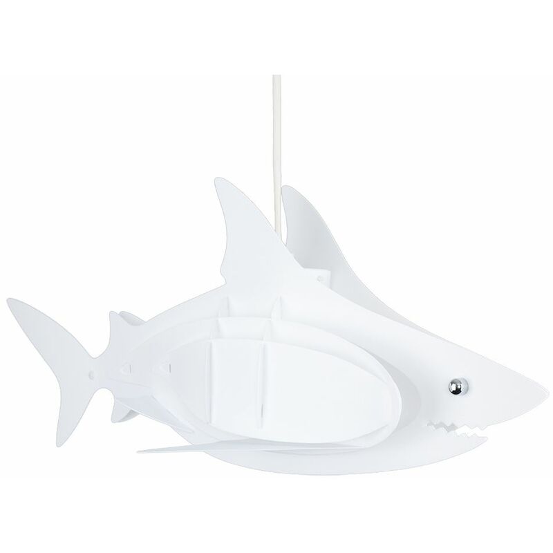 Minisun - Childrens Shark Ceiling Pendant Light Shade 3D White Bedroom Lighting - No Bulb