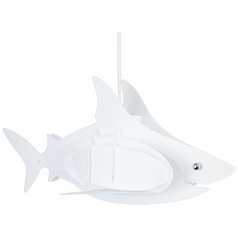 main image of "Childrens Shark Ceiling Pendant Light Shade 3D White Bedroom Lighting - No Bulb"