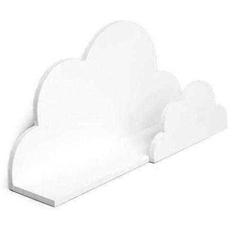 Children's Shelving Floating Shelf Cloud Wall Hanging Mounted Child�s White Wooden Shelves 40cm Bedroom Nursery Kids Room