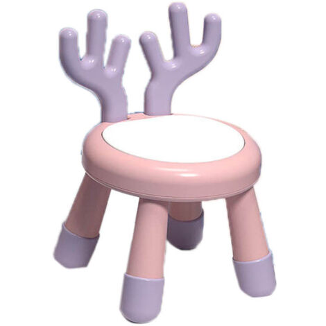 Children's Stools Thicken with Sound Device Anti Slip Kids Small Back Chair for Kindergarten Home Pink and Purple Deer