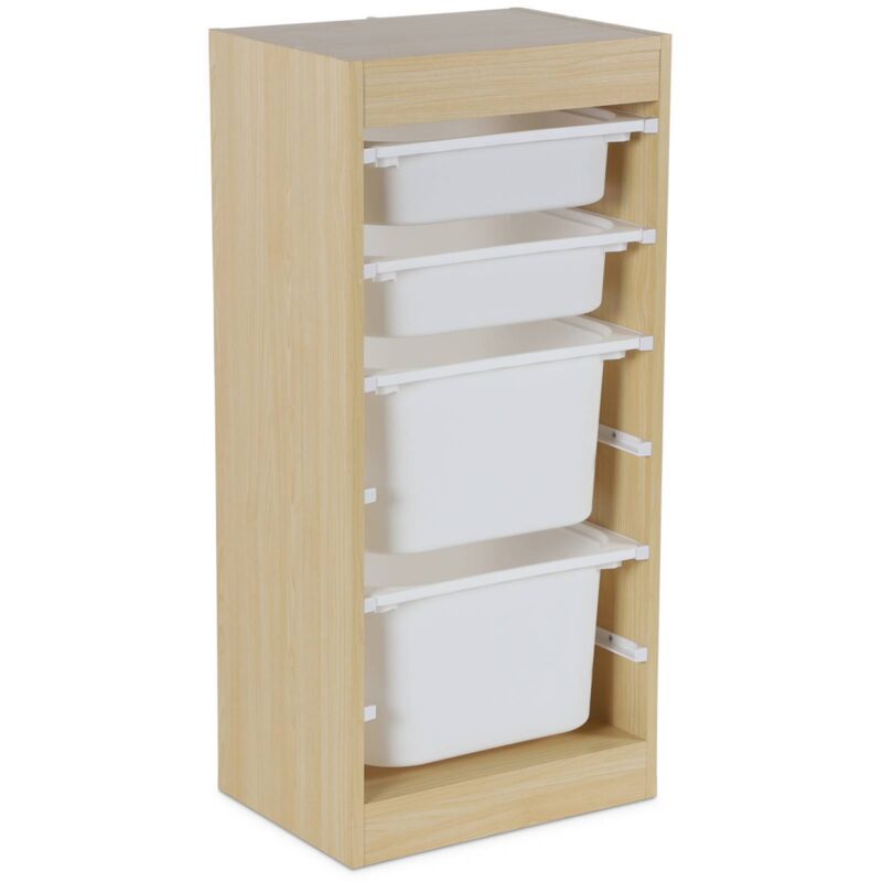 Sweeek - Children's storage unit with 4 storage bins, Sora, Natural, 41.5x30x89 cm