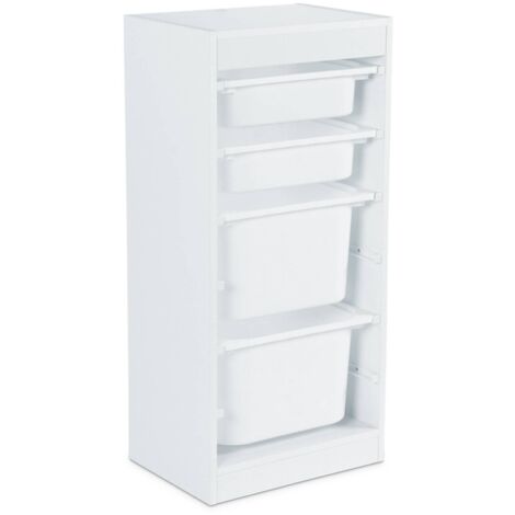 Children's storage unit with 4 storage bins, Sora, White, 41.5x30x89 cm
