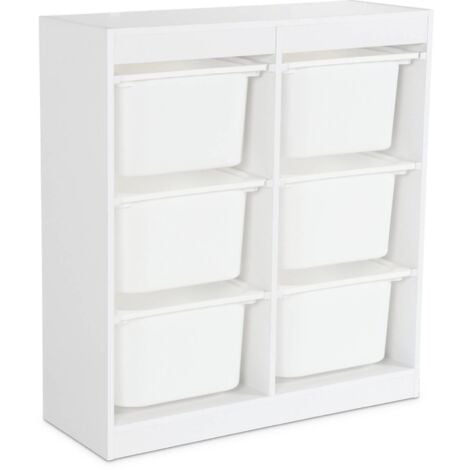 SWEEEK Children's storage unit with 6 storage bins, Sora, White, 81.5x30x89 cm