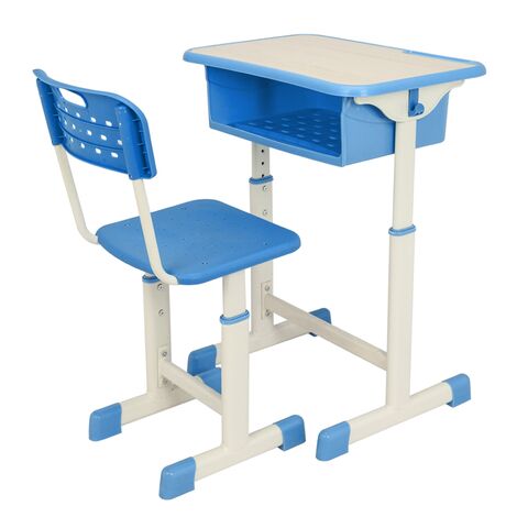 Children's study desk chair set combination student writing painting desk single desk chair Blue