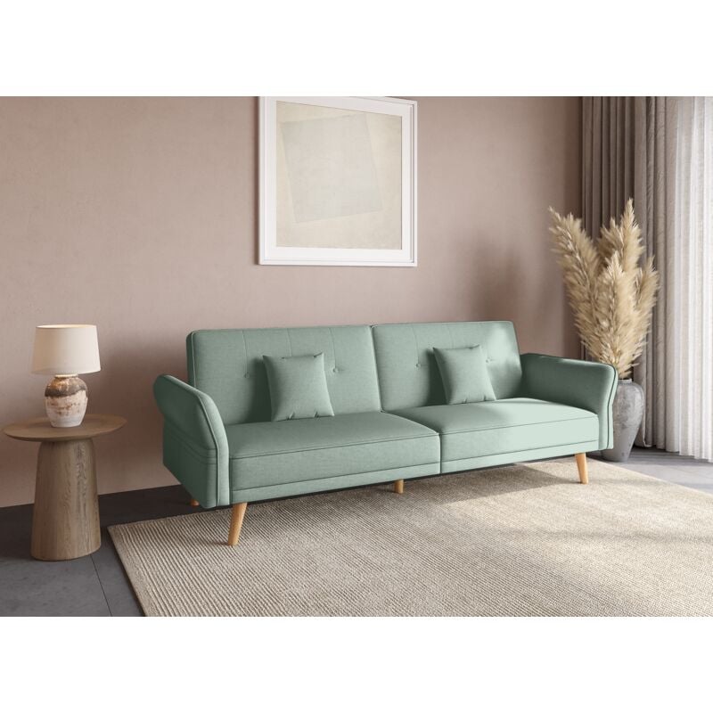 Deco In Paris - chili - Canapé clic clac 3 places en tissu vert d'eau chili