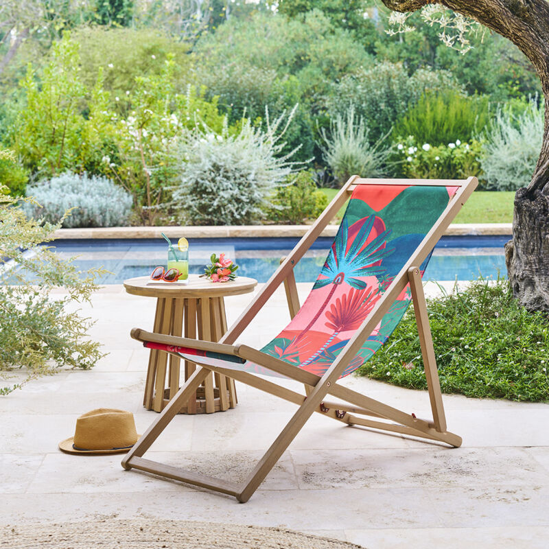 Chilienne de jardin en bois Nauly polyester et eucalyptus - Hespéride