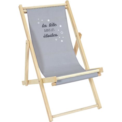 THE HOME DECO KIDS Chilienne enfant en bois 3 positions réglables La tête dans les étoiles - Gris