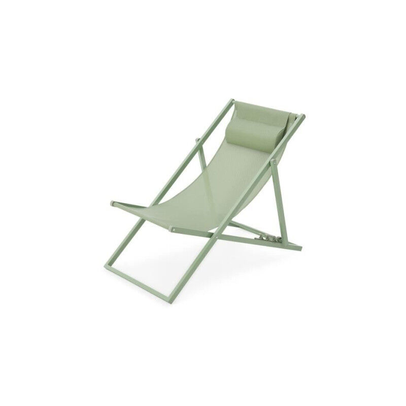 Transat Chilienne paros - Structure en acier - l 63 x p 104 x h 85 cm Vert kaki