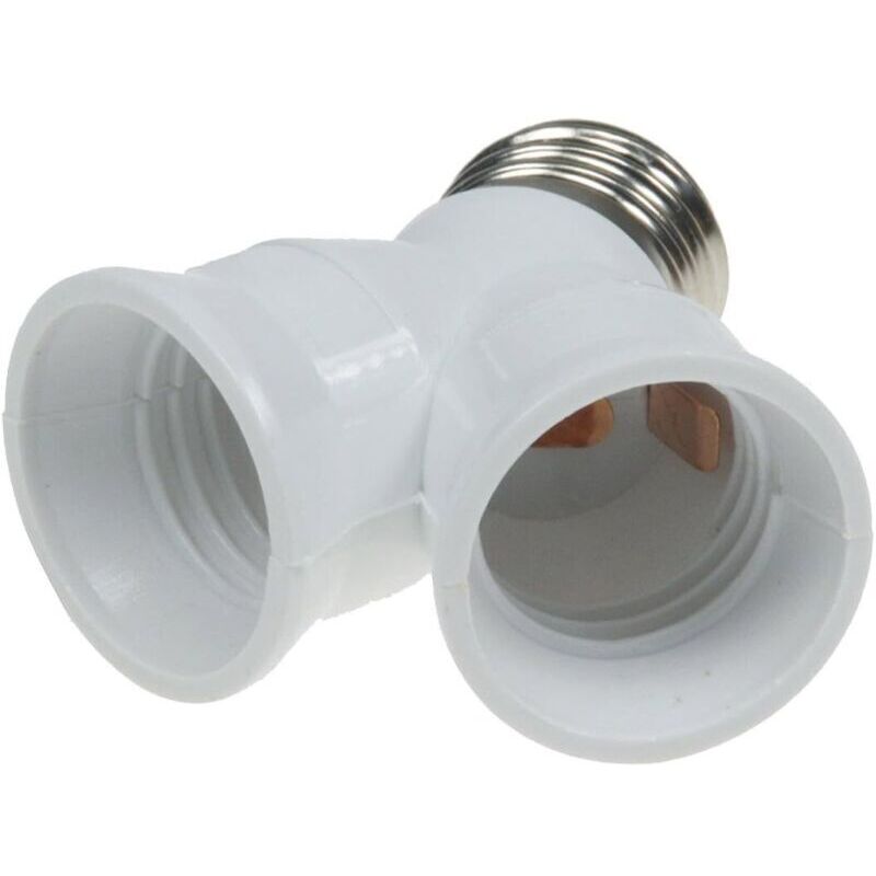 ChiliTec Douille de lampe à 2 prises - Adaptateur en Y pour ampoules E27 - Culot à vis - Adaptateur de lampe - Filetage multiple - Blanc
