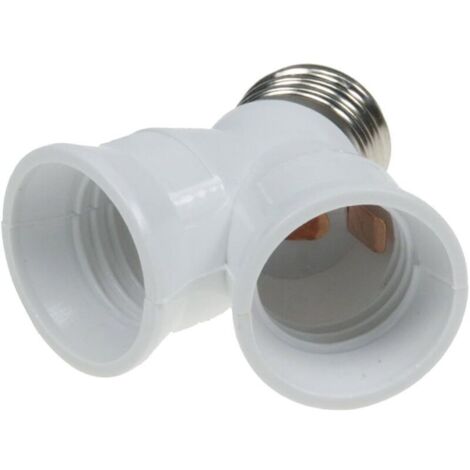 ChiliTec Douille de lampe à 2 prises - Adaptateur en Y pour ampoules E27 - Culot à vis - Adaptateur de lampe - Filetage multiple - Blanc