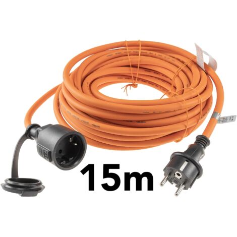 CHILITEC Gummi Schutzkontaktverlängerung, IP44, 15 m, orange