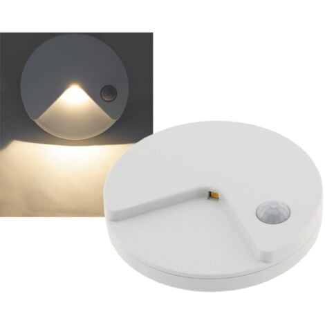 ChiliTec LED Nachtlicht mit Bewegungsmelder Akku Dämmerungssensor Flach 80x14mm Runde auflabdbare Akku-Leuchte mit 90° Sensor I Weiß