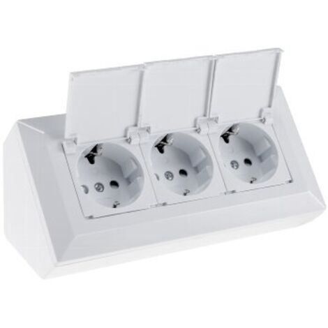 CHILITEC Steckdosenblock 23930, 3-fach, mit Schutzklappen, 250V/16A, weiß