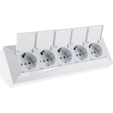 CHILITEC Steckdosenblock 23940, 5-fach, mit Schutzklappen, 250V/16A, weiß