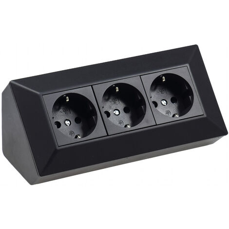 ChiliTec Steckdosenblock 3-fach, 230V, 45° Winkel, schwarz