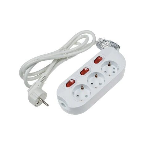 ChiliTec Steckdosenleiste 3-fach, Tischsteckdose, Weiß