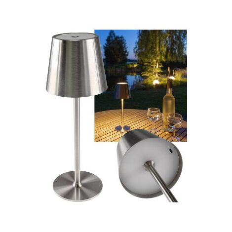 ChiliTec Tischleuchte Akku Dimmbar USB aufladbar Edelstahl Silber