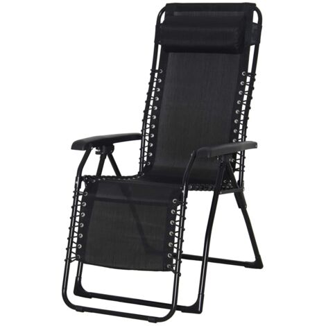 Chillvert Catania chaise longue nera in acciaio e textilene