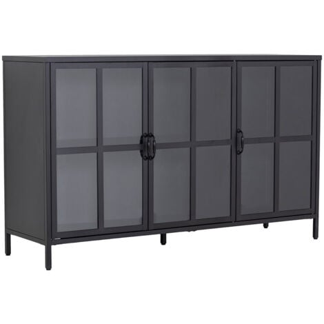 EBUY24 Chilly Sideboard 3 Glastüren schwarz.