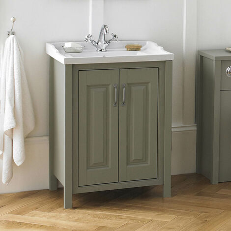 Chiltern Traditional 800mm Freestanding 2 Door Vanity Basin Unit Stone Grey