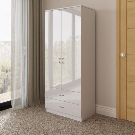 FWSTYLE Chilton 2 Door Combination Wardrobe - White Gloss