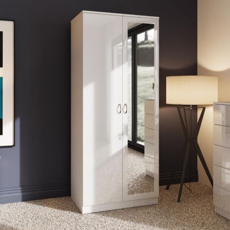 Chilton 2 Door Mirrored Wardrobe - White Gloss
