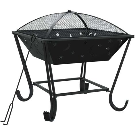 Chimenea con atizador 50 cm XXL acero negro 020005962